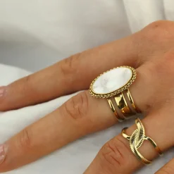 Big Oval Mother Of Pearl Ring