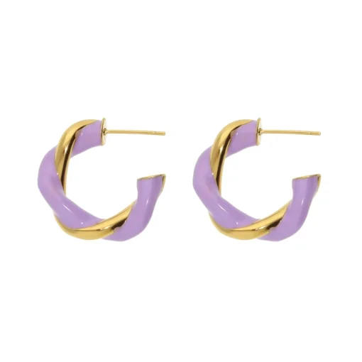 Purple Twisted Earrings
