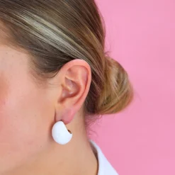 White Plain Earrings