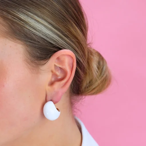 White Plain Earrings